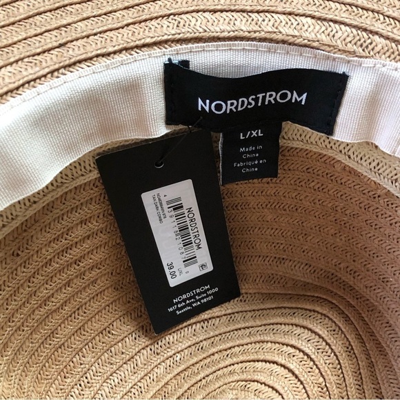Nordstrom NWT Straw Sun Hat Dark Combo Size L-XL - Picture 7 of 9